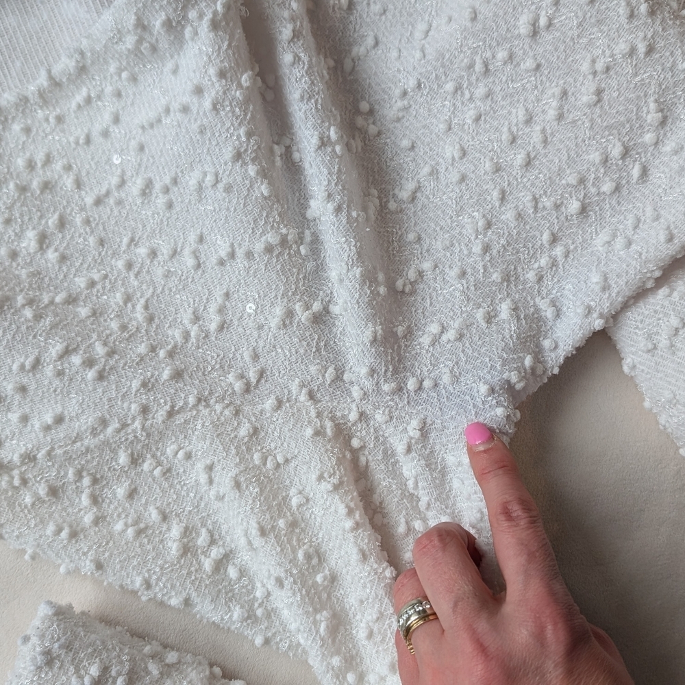 Joseph Ribkoff Women's White Top Textured Sequin Asymmetrical Size 6 - Picture 16 of 16